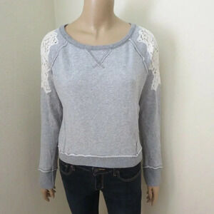 Free People Crochet Lace Shoulder Sweater Size XS